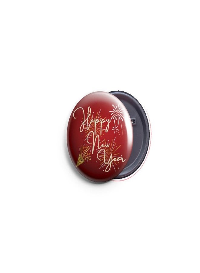 AVI 58mm Regular Size Metal Pin- Up Badge Red New Year Celebration Wish Design R8002524N
